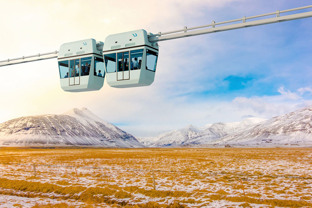 uSky Transport - Design render: when infrastructure rises above, nature stays untouched