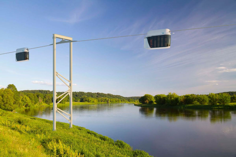 Render showcasing a modern transport line seamlessly integrated into the landscape