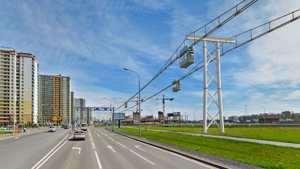 Render of a uBus Carat line integrated into urban infrastructure